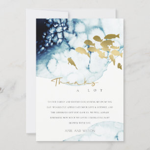 INVITATION BABY SHOWER DE POISSONS SOUS-MARINS GOLD NAVY MERC