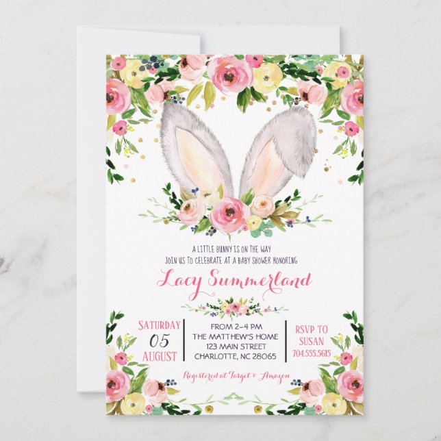 Invitation baby shower de porc, invitation de porc (Devant)