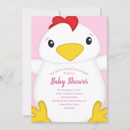 Invitation Baby shower de poulet rose