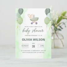 Invitation Baby shower de poussette, Boho Genre Ne