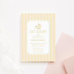 Invitation Baby shower de poussette de bébé mignonne Preppy I