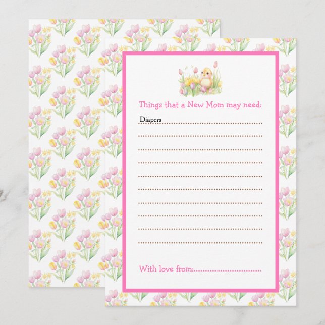 Invitation Baby shower de poussette de printemps (Devant / Derrière)