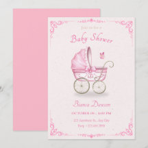Baby shower de poussette rose pastel