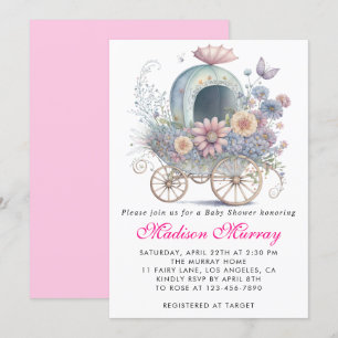 Invitation Baby shower de poussette rose rose rose Fille
