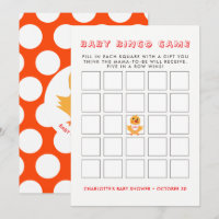 Baby shower de poussin jaune poule Jeu de Bingo