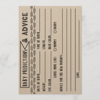 Invitation Baby shower de prédictions et conseils pour bébés 