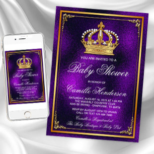 Invitation Baby shower de Prince Purple Gold