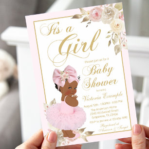 Invitation Baby shower de princesse africaine d'or