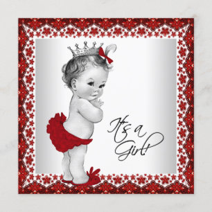 Invitation Baby shower de princesse Girls Christmas de Noël
