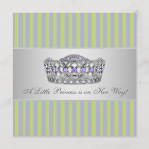 Invitation Baby shower de princesse Tiara Green Purple Girl