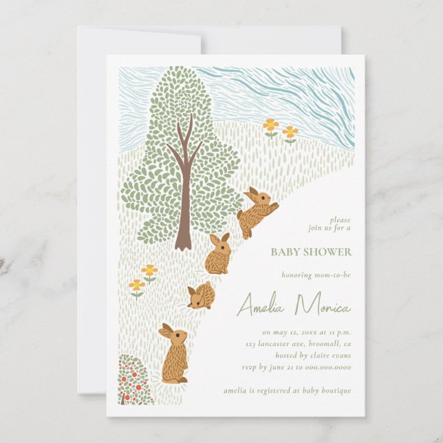 Invitation Baby shower de printemps Bunny (Devant)