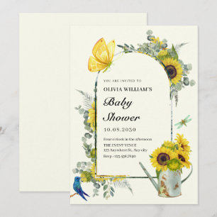 Invitation Baby shower de printemps des tournesols