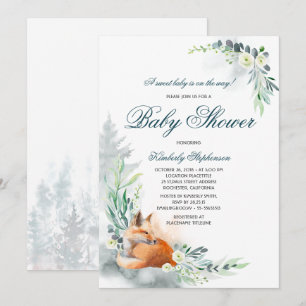 Invitation Baby shower de printemps du bois mou Fox