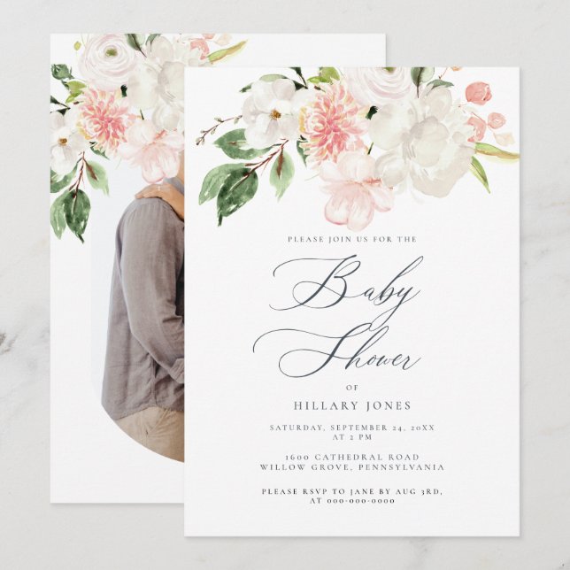Invitation Baby shower de printemps du jardin flor (Devant / Derrière)