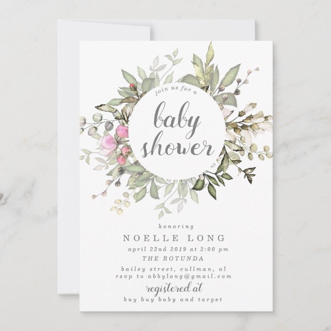 Invitation Baby shower de printemps romantique (Devant)
