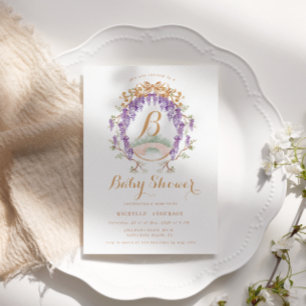 Invitation Baby shower de régence florale de la Wisteria vint