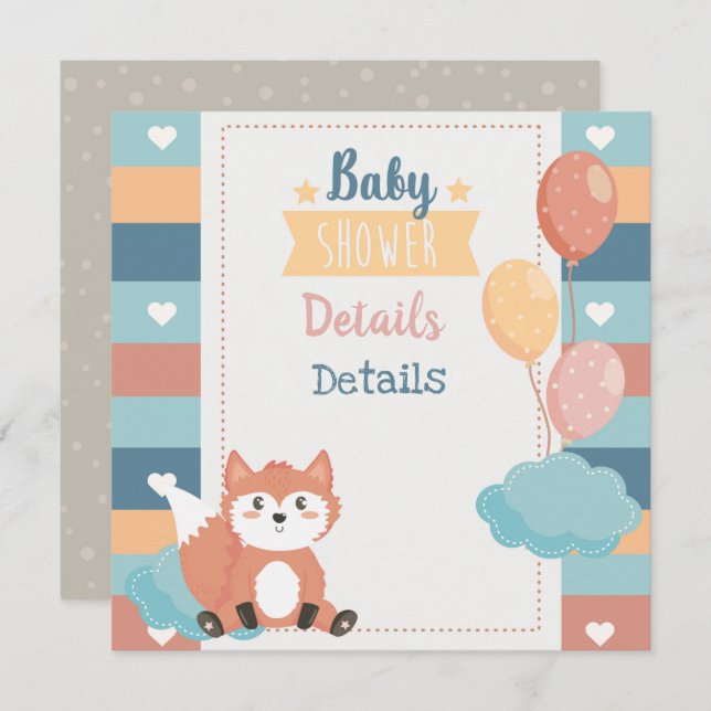 Invitation Baby shower de renards (Devant / Derrière)