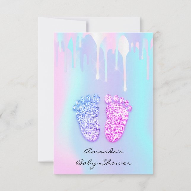 Invitation Baby shower de renouvellement de genre Pieds holog (Dos)