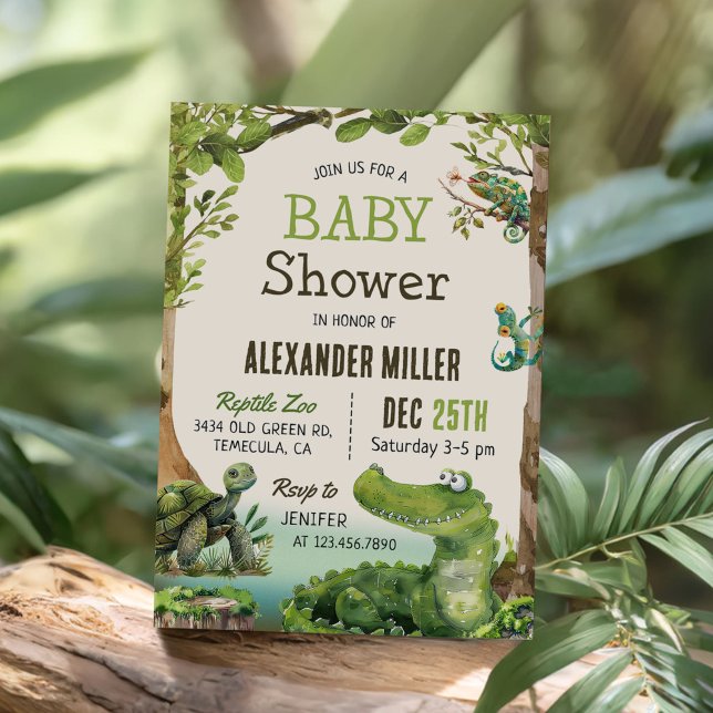 Invitation Baby shower de reptile de marais (Créateur téléchargé)