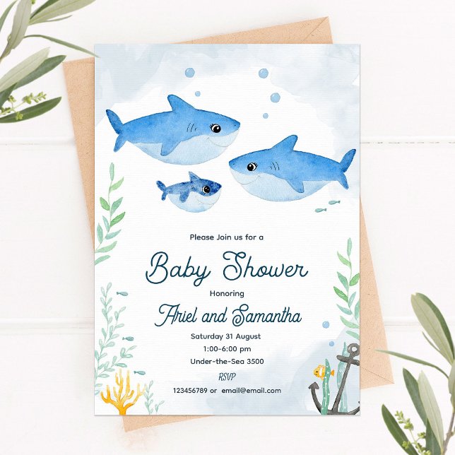 Invitation Baby shower de requin avec deux mamans (Créateur téléchargé)