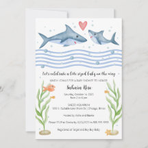 Invitation Baby shower de requins sous l'Invitatio