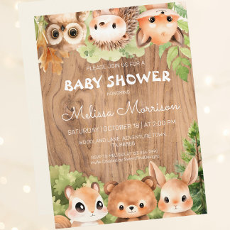 Invitation Baby shower de réunion des amis de Woodland