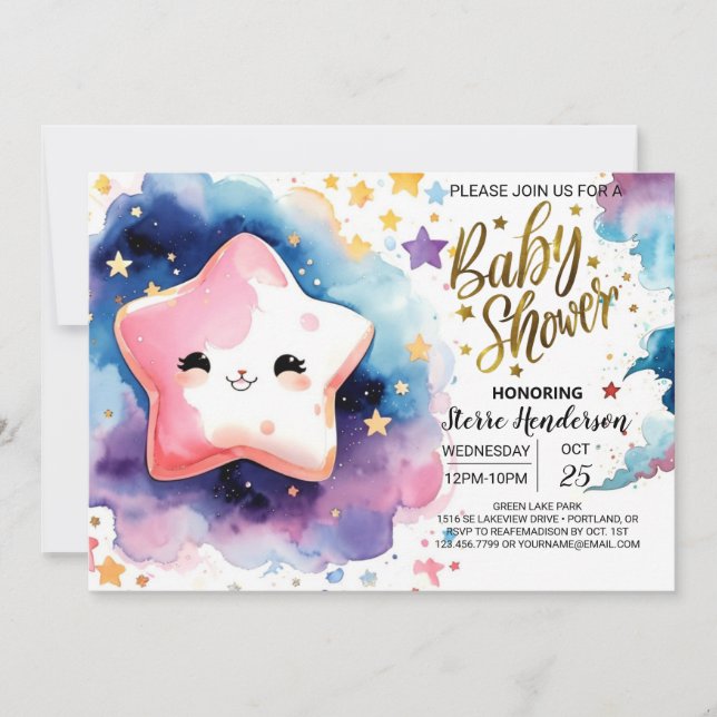 Invitation Baby shower de rêve cosmique (Devant)