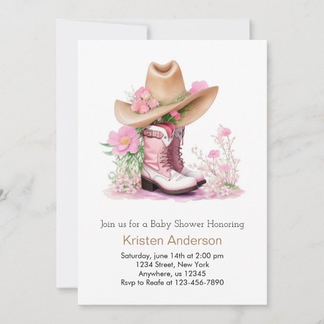 Invitation Baby shower de rêve en aquarelle Casquette et bott (Devant)
