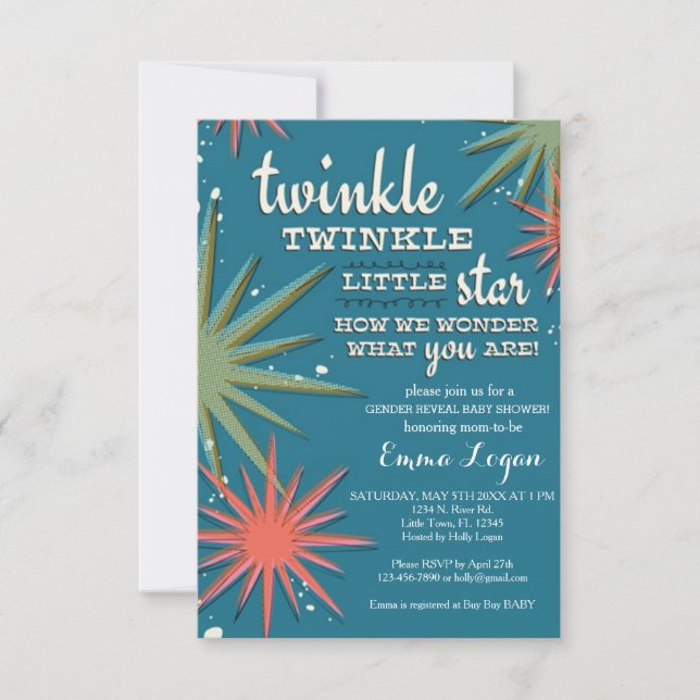 Invitation Baby shower de révélation de genre (Devant)