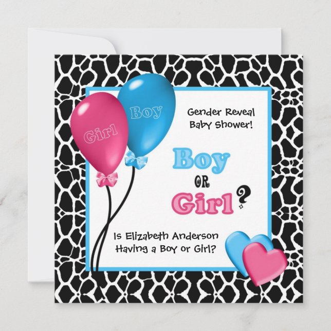 Invitation Baby shower de révélation de genre à la mode pour  (Devant)