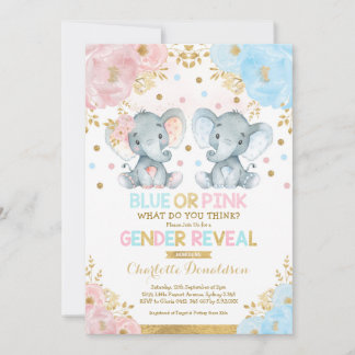 Invitation Baby shower de révélation de genre bleu ou rose él
