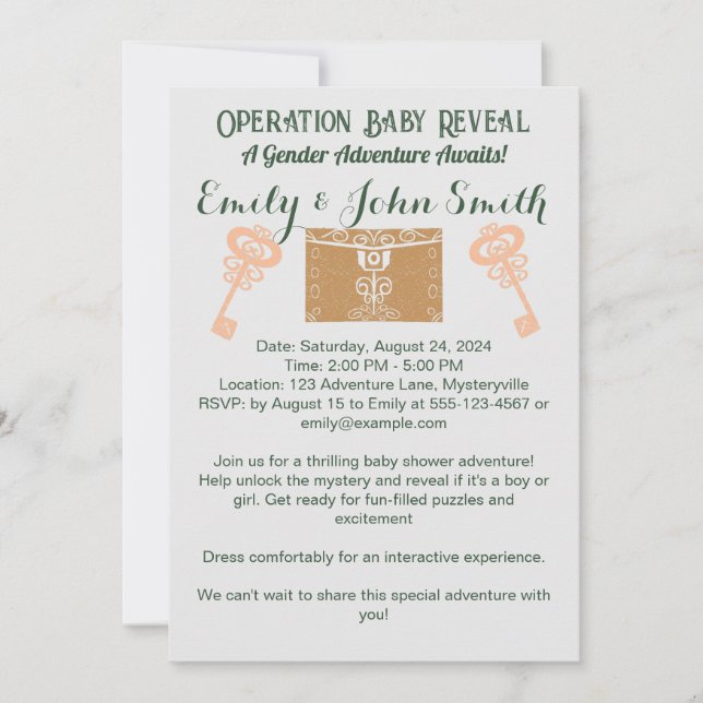 Invitation Baby shower de révélation de genre de la salle d'é (Devant)