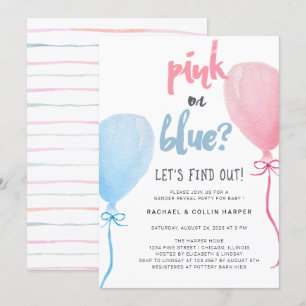 Invitation Baby shower de révélation de genre des ballons d'a