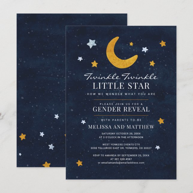 Invitation Baby shower de révélation de genre Garçon fille Lu (Devant / Derrière)