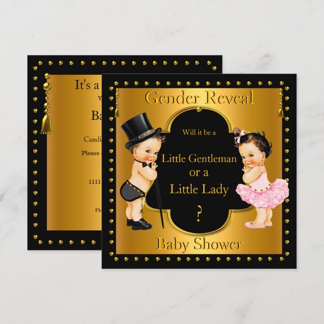 Invitation Baby shower de révélation de genre Garçon ou Fille (Devant / Derrière)