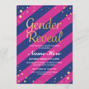Invitation Baby shower de révélation de genre Pink Blue Gold 