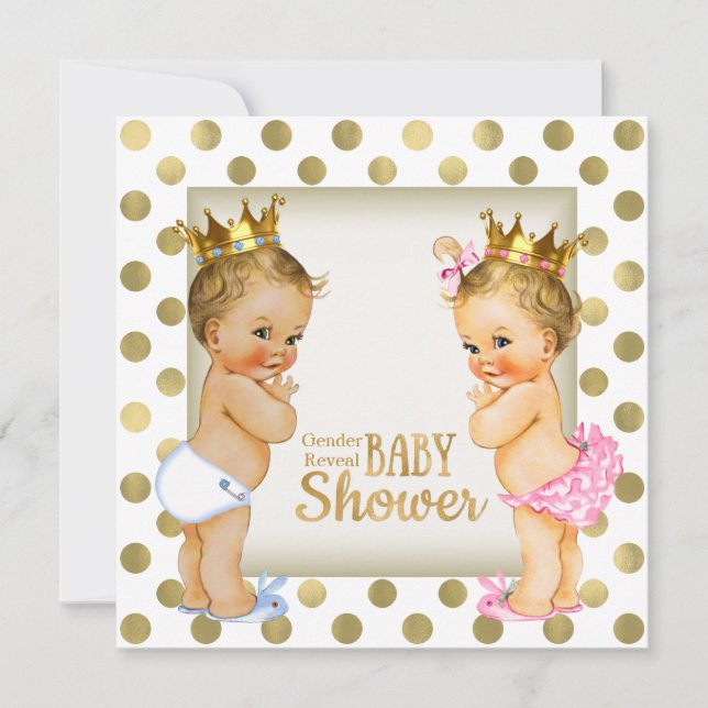 Invitation Baby shower de révélation de genre Prince or ou Pr (Devant)