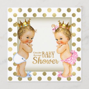 Invitation Baby shower de révélation de genre Prince or ou Pr