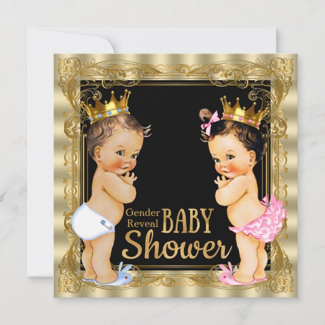 Invitation Baby shower de révélation de genre Prince ou Princ (Devant)