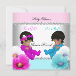 Invitation Baby shower de révélation de genre Rose Turquoise 
