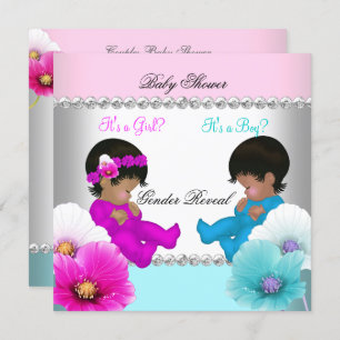 Invitation Baby shower de révélation de genre Rose Turquoise 