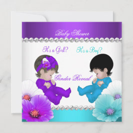 Invitation Baby shower de révélation de genre Violet Turquois