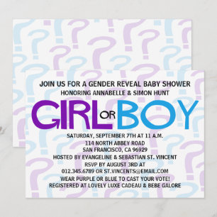 Invitation Baby shower de révélation de l'égalité entre les s