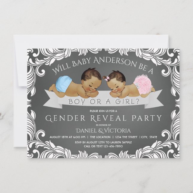 Invitation Baby shower de révélation ethnique sur le genre In (Devant)