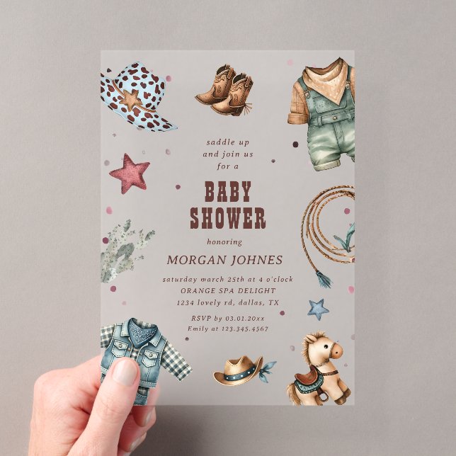 Invitation Baby shower de rodéo de l'Ouest Cowboy  (In situ (ordinateur de poche))