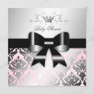 Invitation baby shower de rose d'arc de noir du miroitement