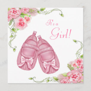 Invitation Baby shower de rose de rose de butins de satin