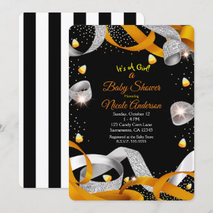 Invitation Baby shower de ruban et de maïs d'Halloween