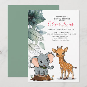 Invitation Baby shower de Safari tropical Animaux