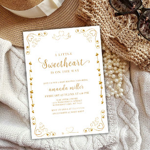 Invitation Baby shower de Saint-Valentin Gold Elegant